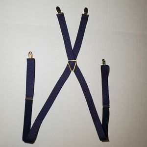 Vintage CAS Germany Blue, Red, and Gold Striped Suspenders